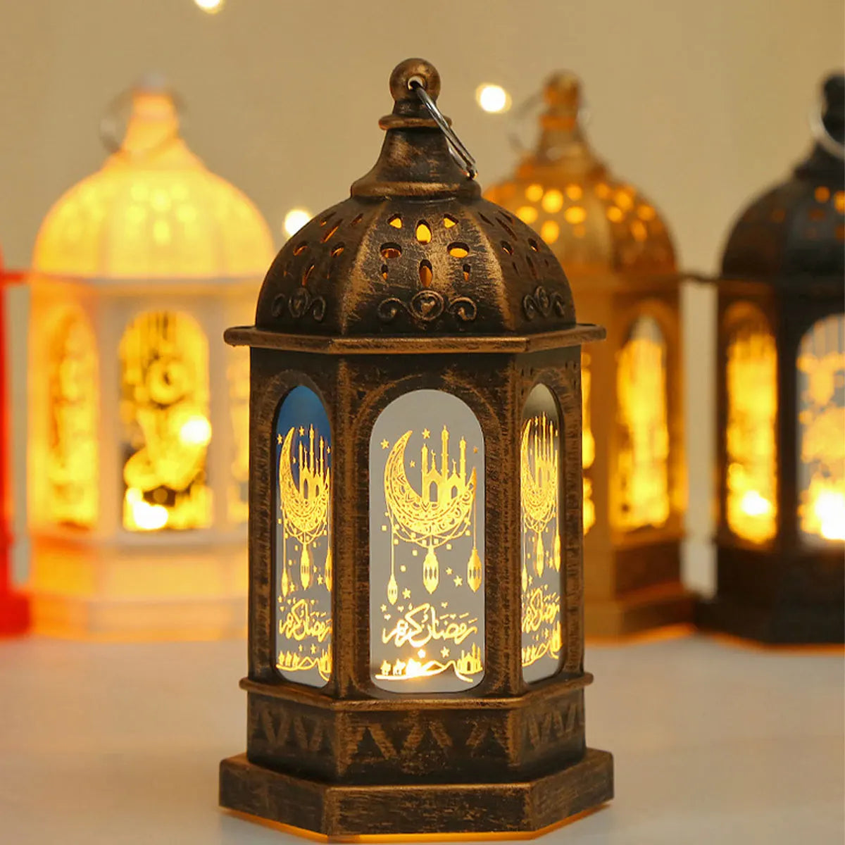 RamadanGlow - Lanterna LED per Ramadan – Lampada Decorativa Vintage con Luce Calda