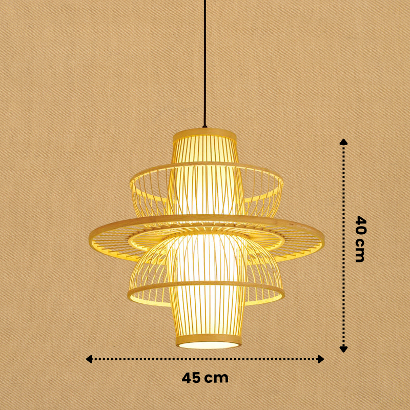 LotusLight - Lampada a sospensione asiatica in bambù nero/beige per ristoranti