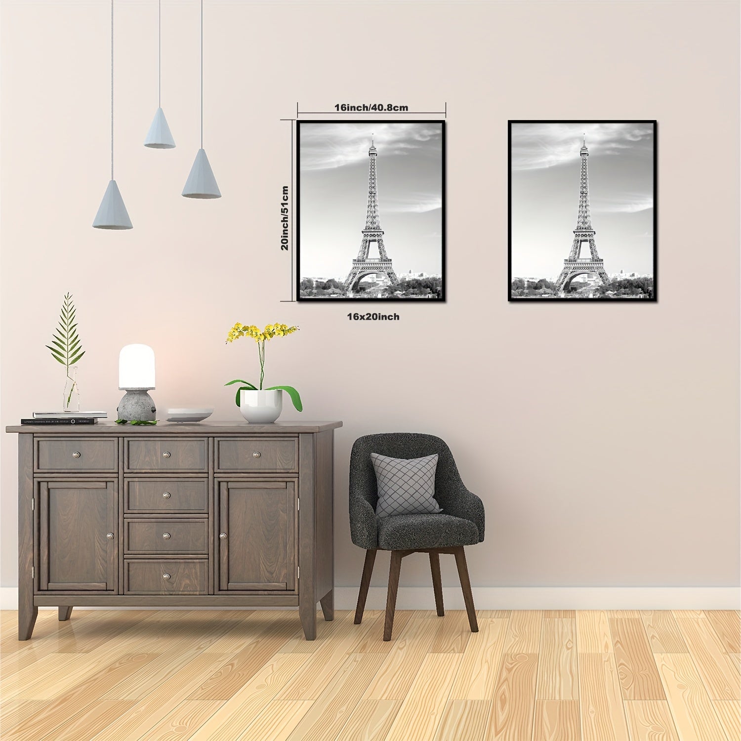 2 Pieces Classic Black Photo Frames with Protection - Wall Mounting for Posters, Pictures, and Artwork, Ideal for Home and Office
