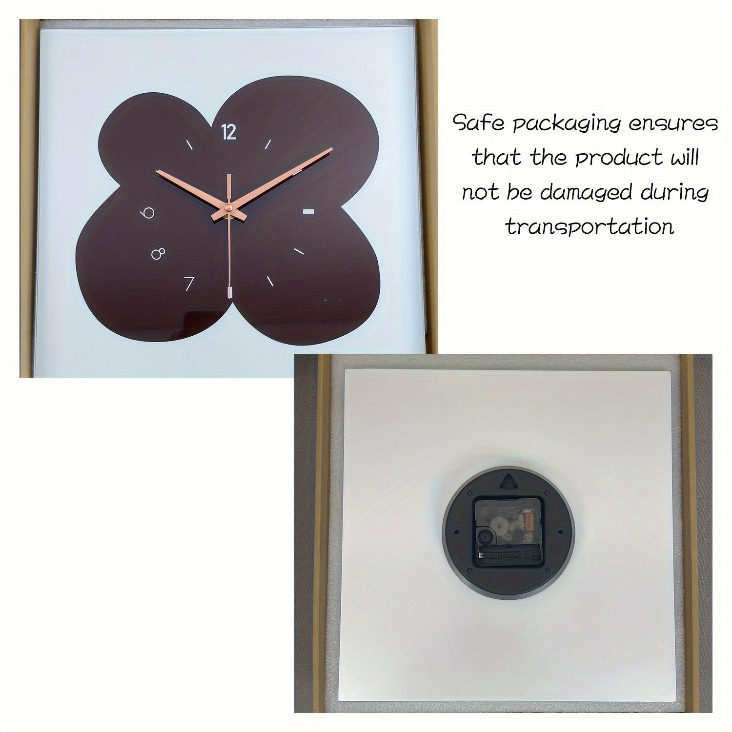 FloralTime - Silent Square Wall Clock with Floral Pattern