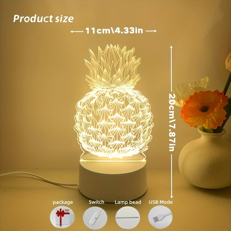 PineGlow - Abacaxi Candeeiro Noturno LED 3D
