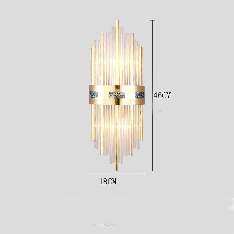 Candeeiro de Parede LED Crystal Kristal Dourado, Sala de Estar/Quarto, Metal/Acrílico