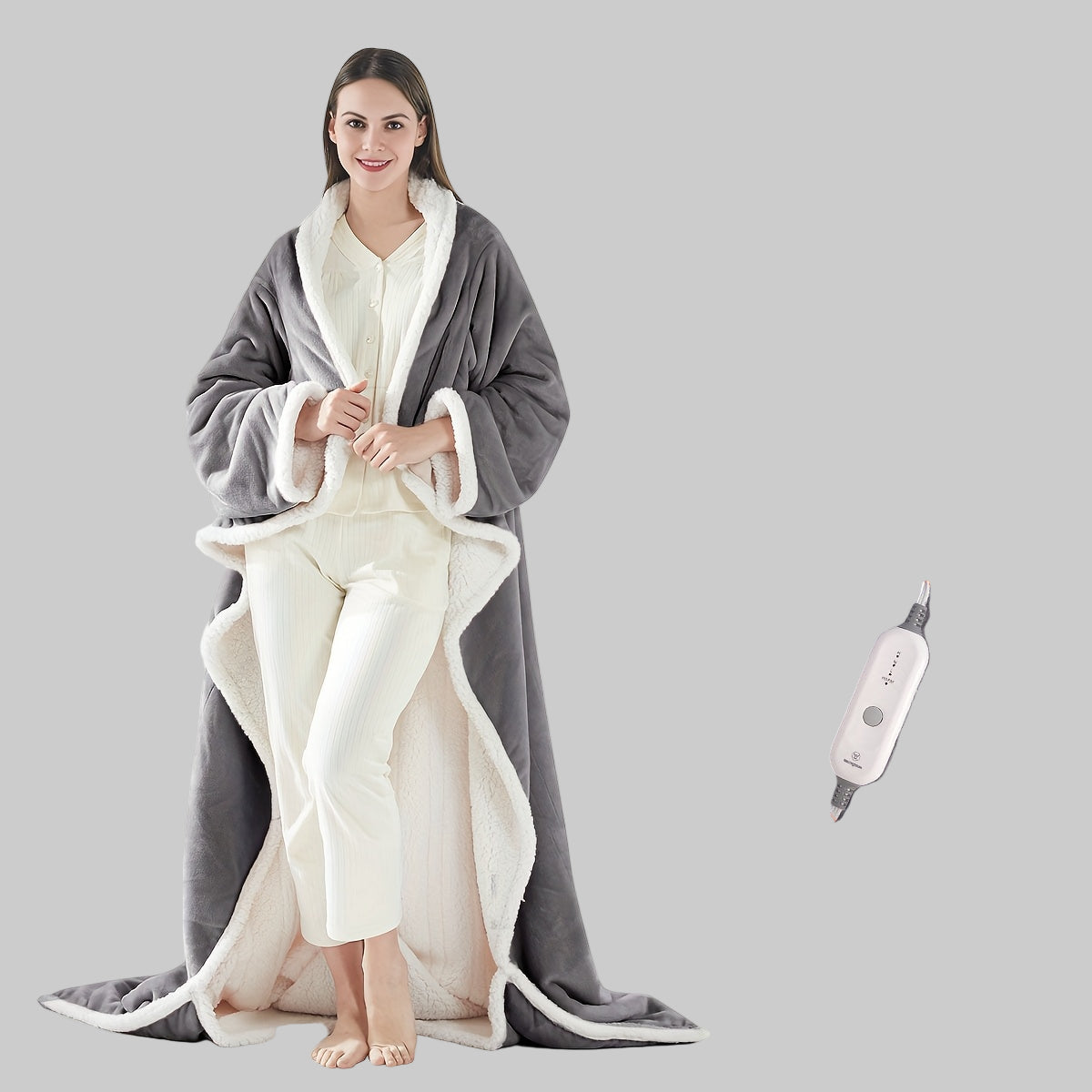 Coperta Elettrica in Flanella Riscaldata Poncho Calore Regolabile
