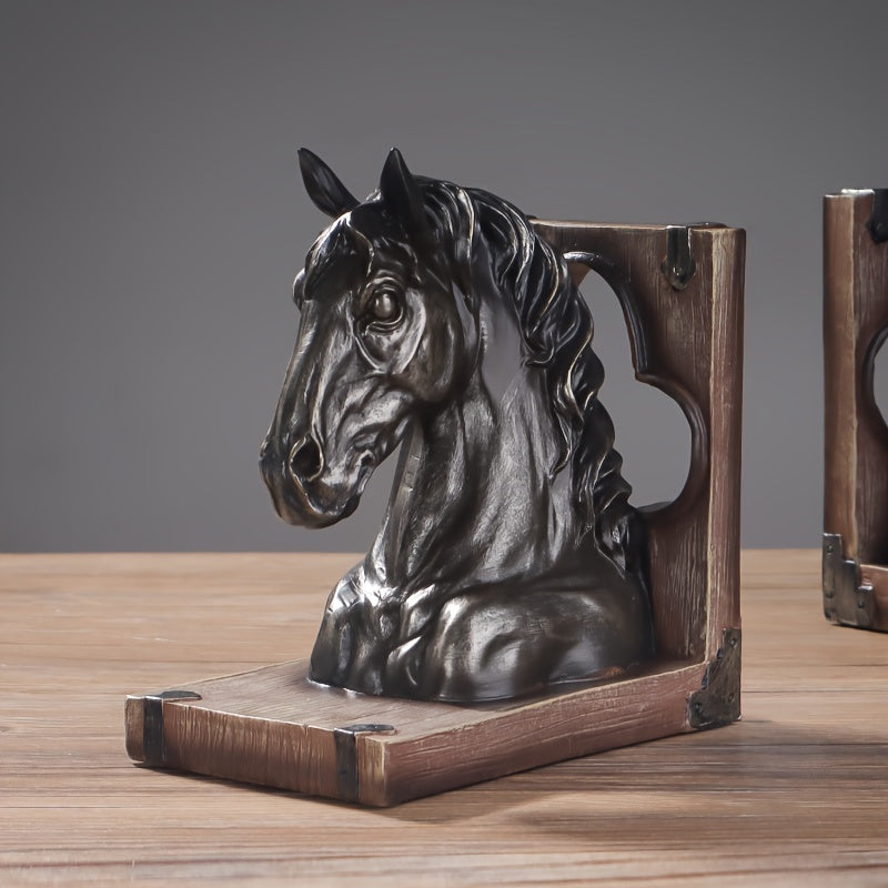 HorseHead - Suportes de Livros em Madeira com Cabeça de Cavalo para Decoração Moderna