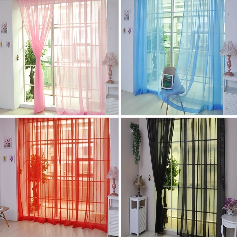 2 Pezzi Tende in Voile con Fiori - 200cm x 100cm Pannelli Trasparenti per Finestra con Occhielli, Leggeri e Lavabili