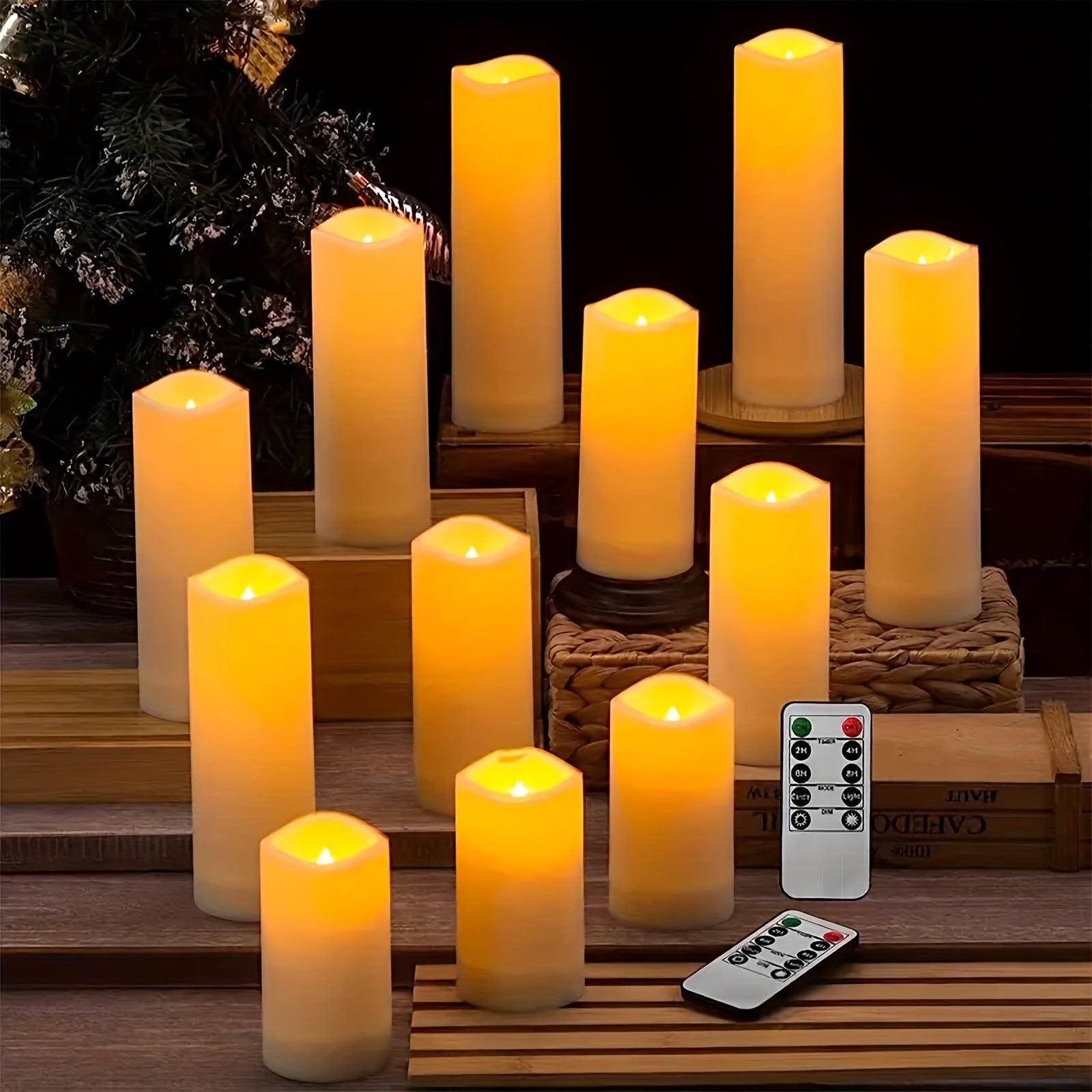 12 LED Candele Impermeabili Color Avorio - Candele Senza Fiamma con Timer e Telecomando