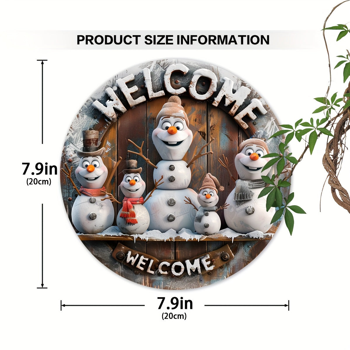 Welcome Sign - Wooden Christmas Decoration Vintage Snowman