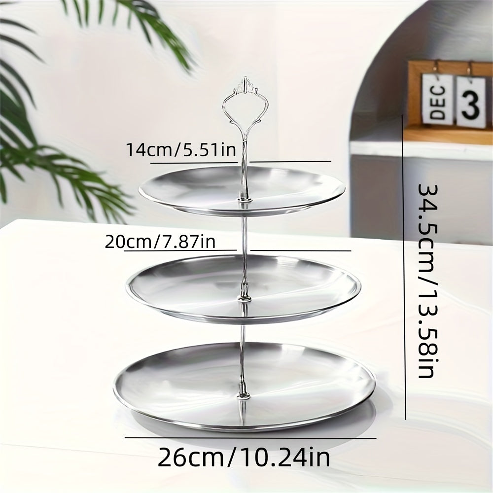 SteelTower - 3-Tier Stainless Steel Cake Stand | Serving Platter for Desserts & Fruit