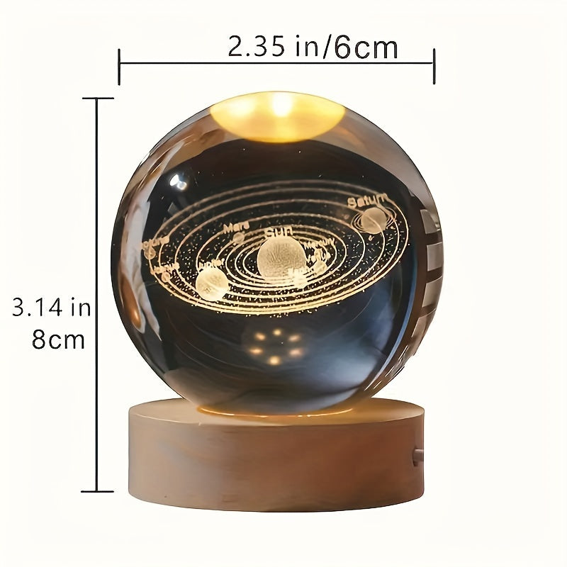 LumiSphere - 3D Crystal Ball LED Night Lamp with Wooden Base