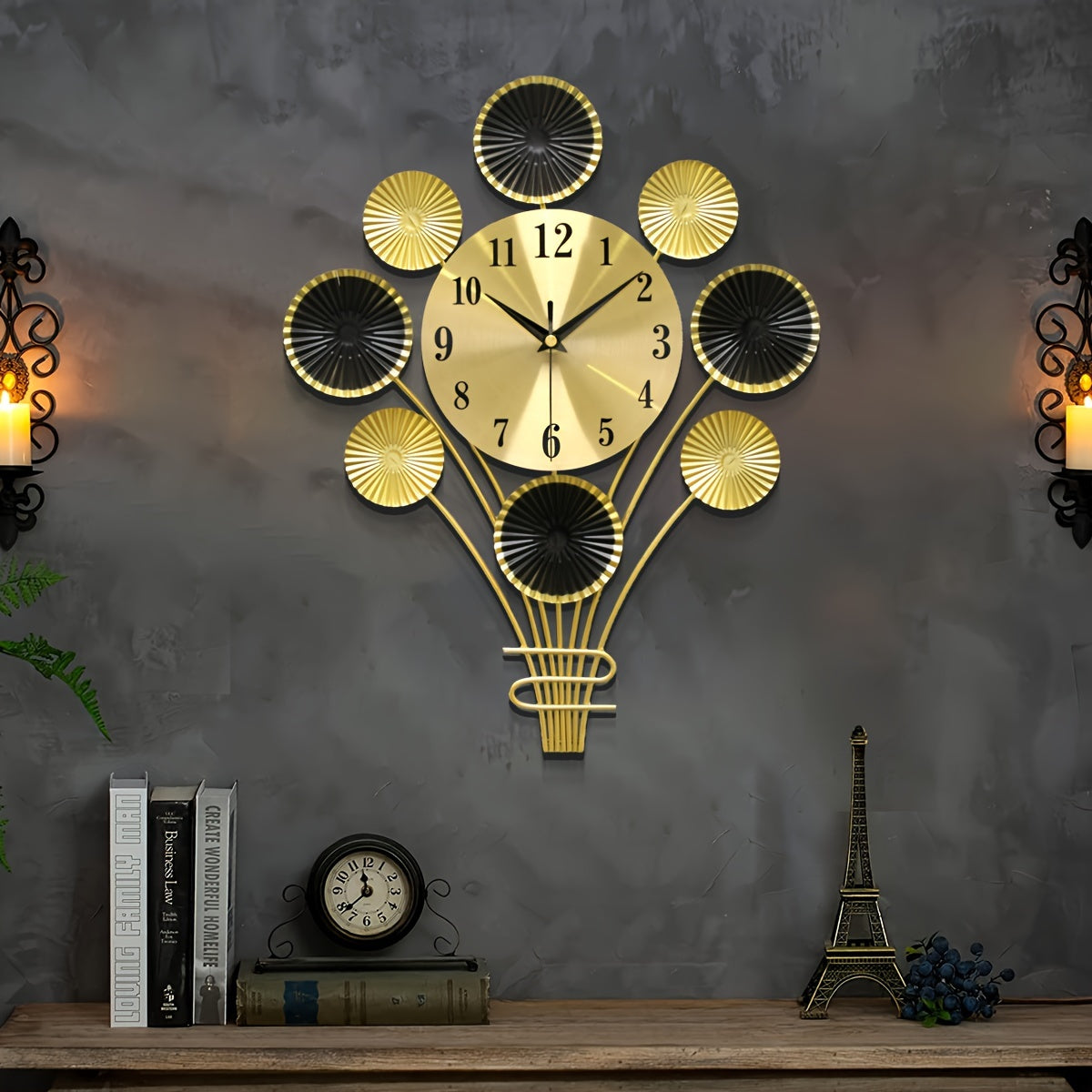 Moderne Metalen Stille Wandklok - Ballonvormig, Decoratief voor Woonkamer en Slaapkamer