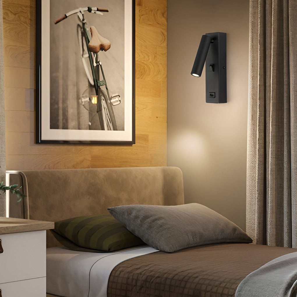 LuxiLicht - Lámpara de pared LED moderna ajustable con interruptor y puerto de carga USB