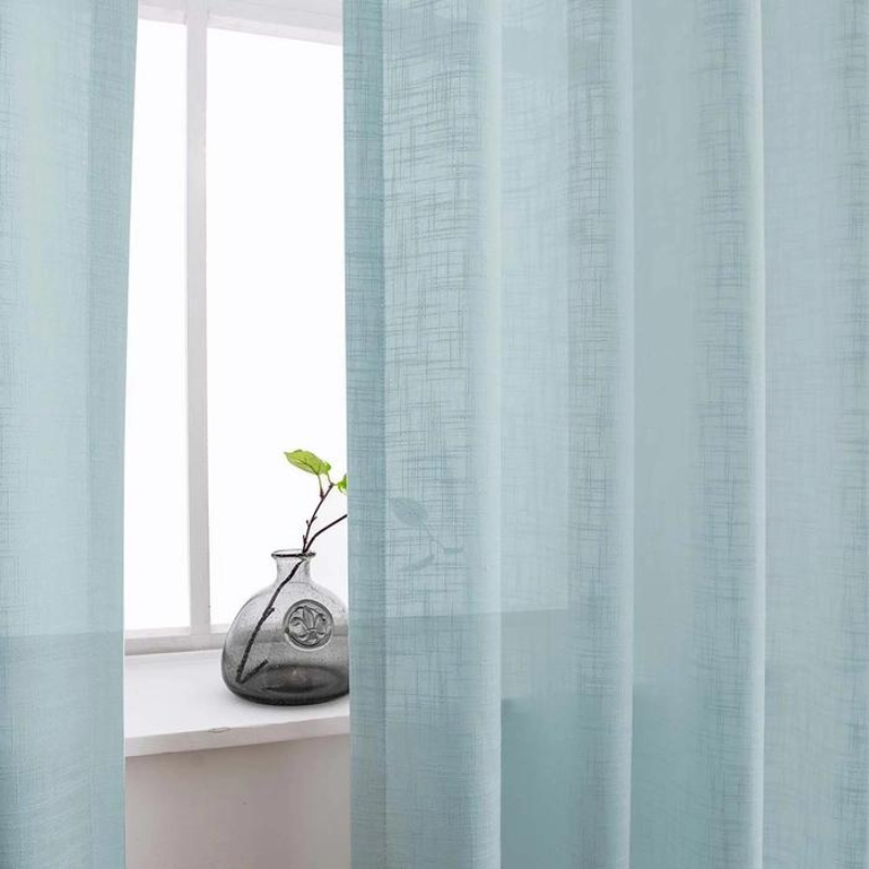Ela - Cortinas de lino semi-transparentes con capucha suave