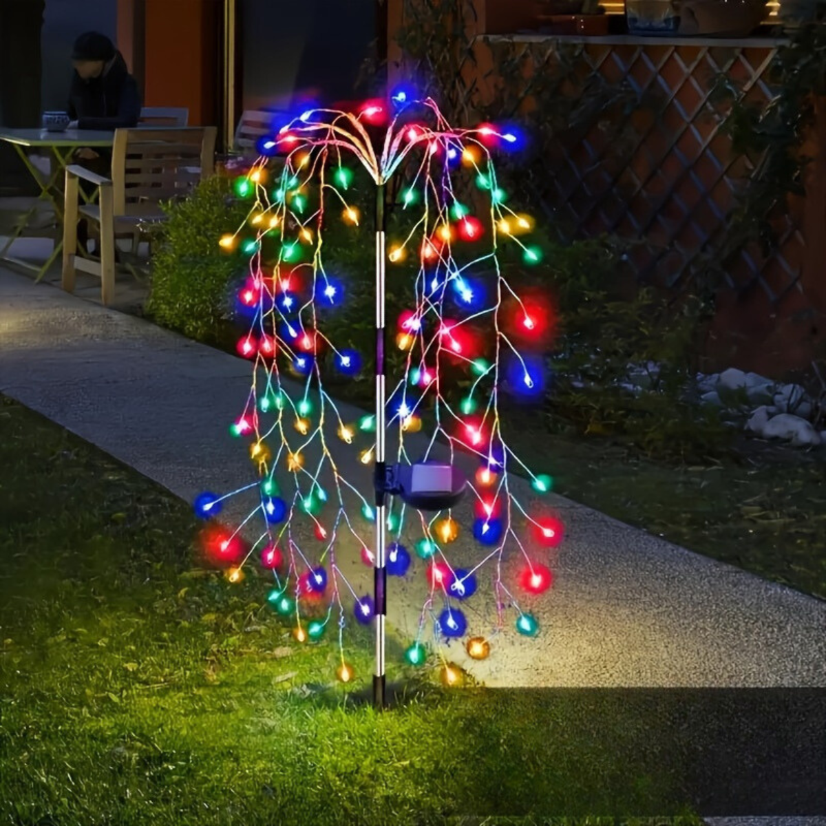 SolarGlimmer - Lámpara de jardín LED de fuegos artificiales con energía solar y 8 modos de luz