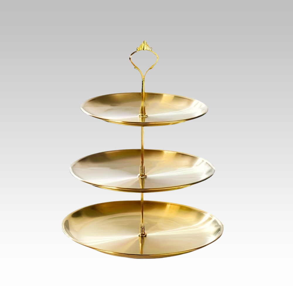 SteelTower - 3-Tier Stainless Steel Cake Stand | Serving Platter for Desserts & Fruit