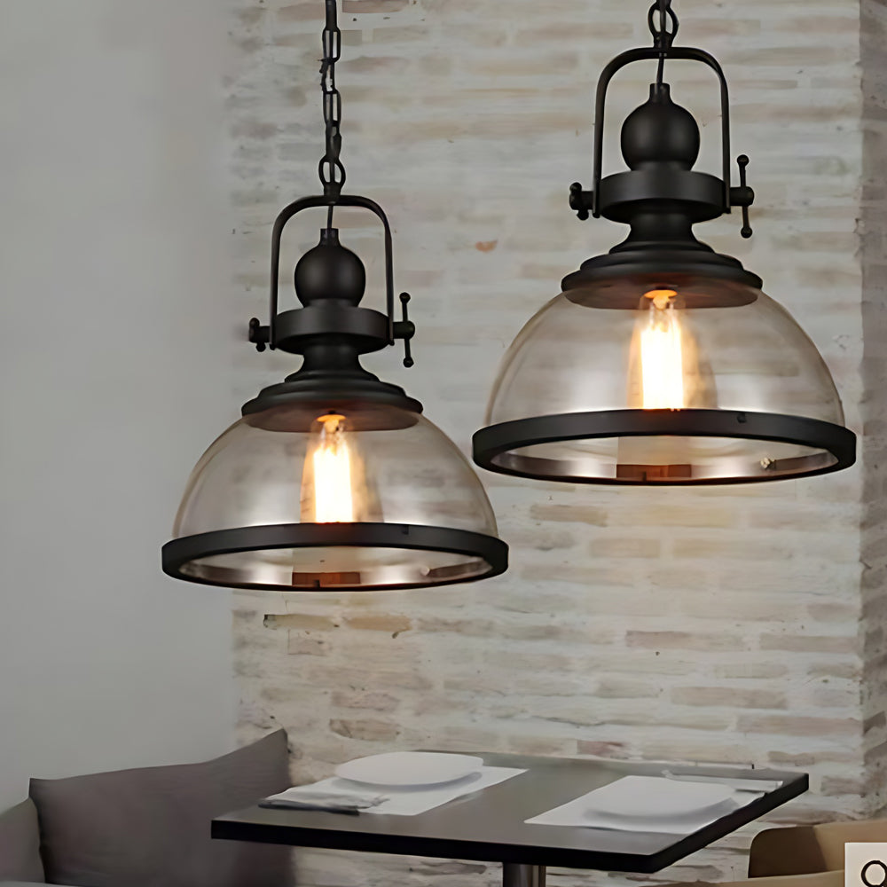 GlassDome - Industrial Vintage Pendant Lamp with Glass Dome for Kitchen and Dining Room
