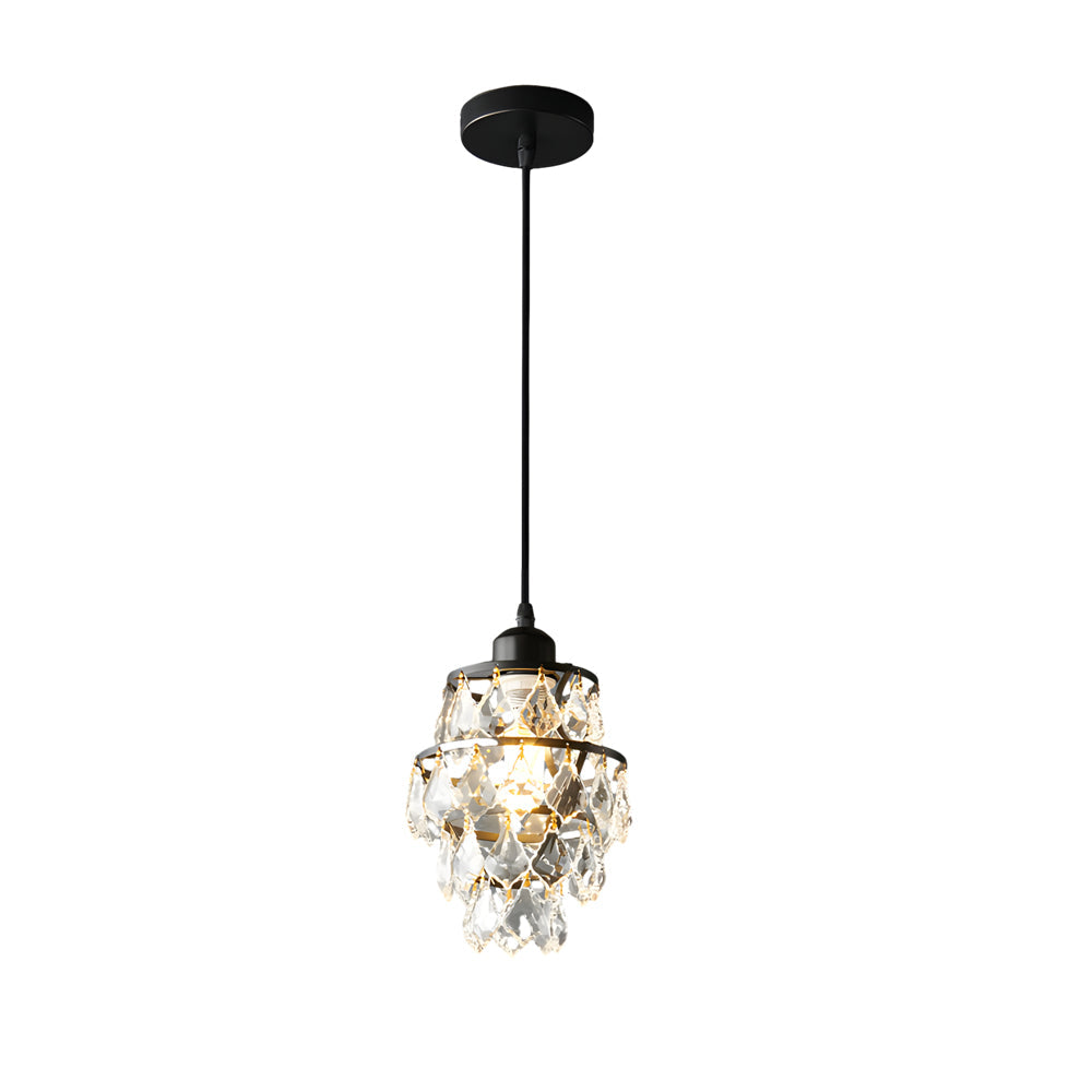 Lampada a sospensione in cristallo oro/nero - Mini lampadario a 1 luce