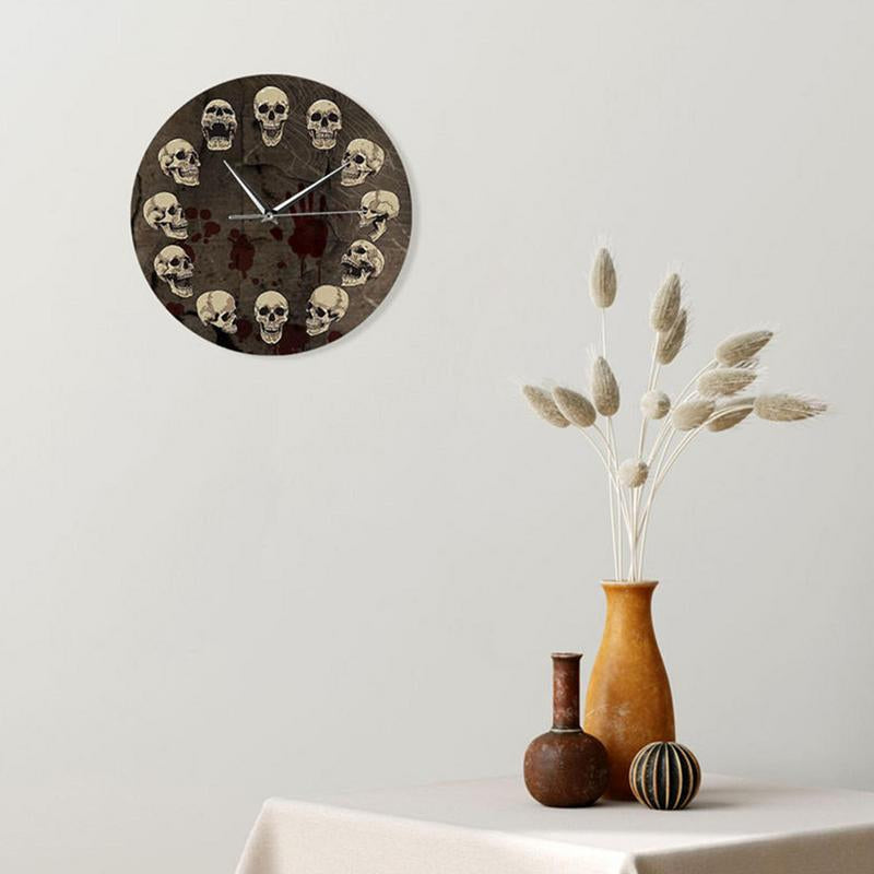 Relógio de parede crânio anatómico - decoração de parede silenciosa em acrílico