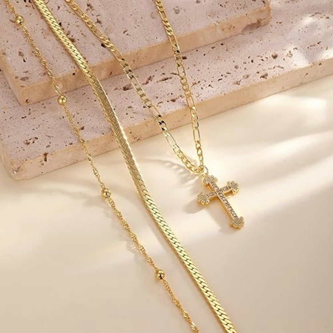 Collana Regalo Festa della Mamma Donna Set di Ciondoli a Croce a Strati