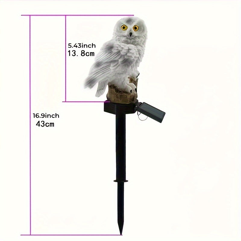 SolarOwl - Lâmpada Solar LED para Relvado, Decoração de Jardim com Design em Resina