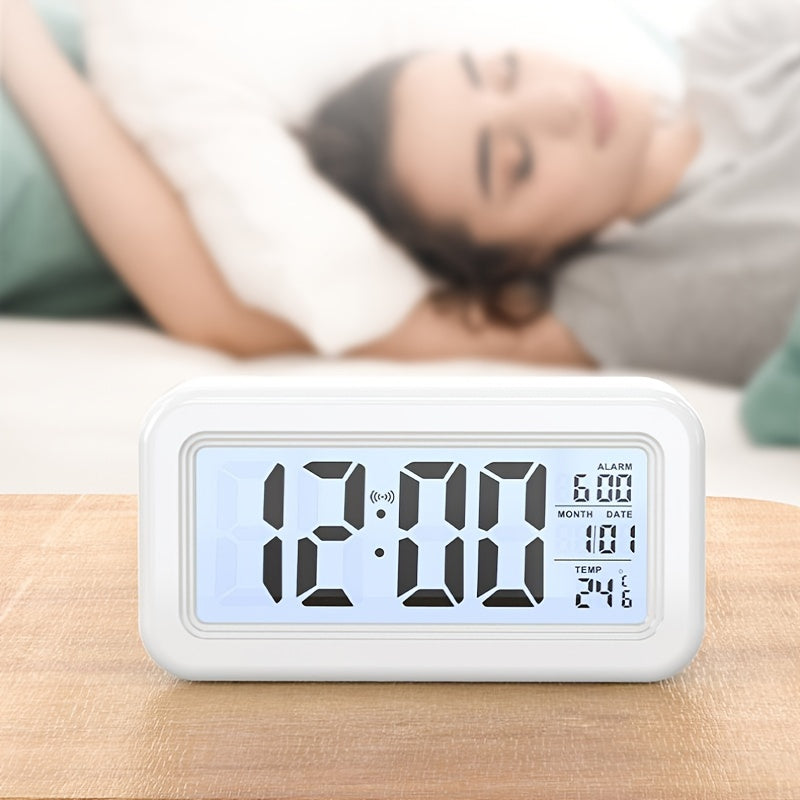 Digital Alarm Clock with LCD Screen - Date and Temperature Display
