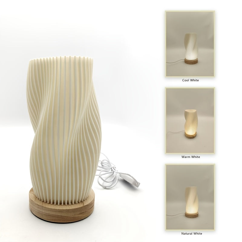 CozyLight - Lampada Notturna LED con Base in Legno, Alimentata via USB, Dimmerabile