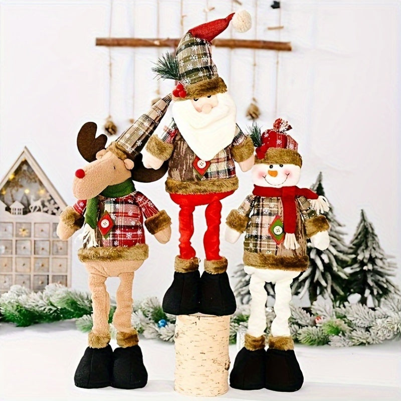 FestiveDecor - 3 Pieces Christmas Decorations: Santa Claus, Snowman & Reindeer Figurines