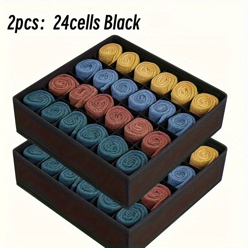 Set da 2 Organizer pieghevole per calze e biancheria intima con 24 scomparti