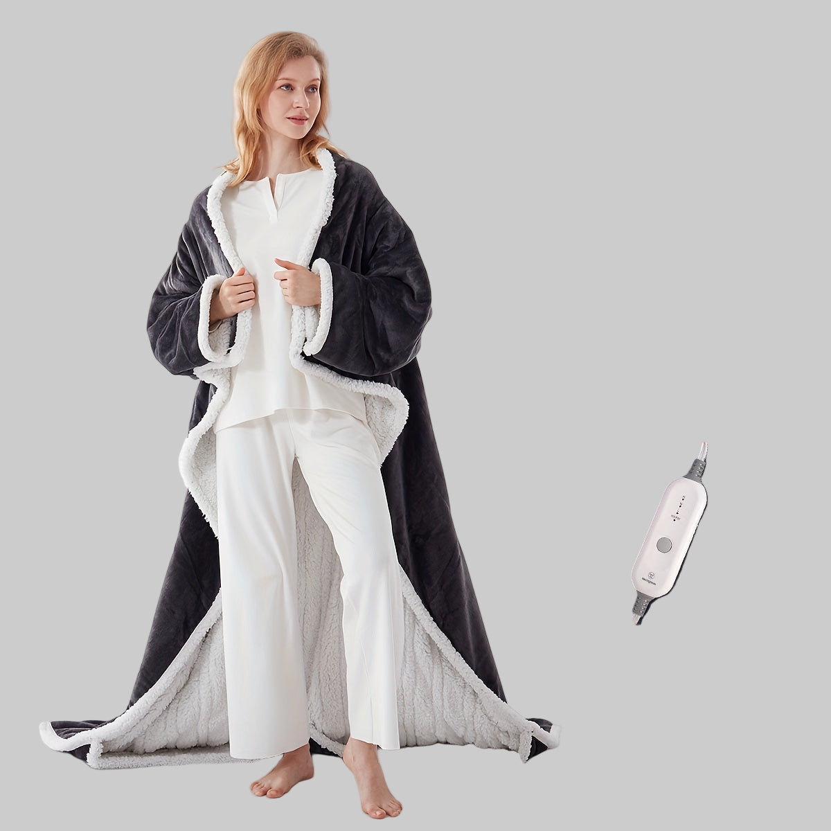 Electric Blanket Flannel Heated Poncho Adjustable Warmth