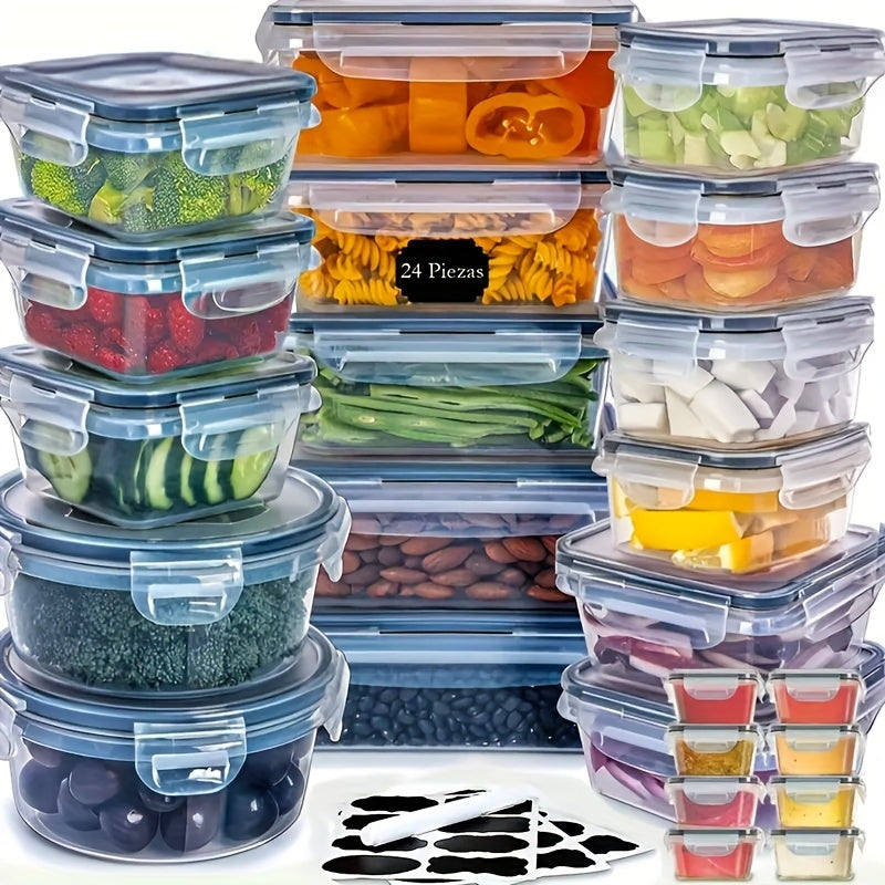 Set de almacenamiento de alimentos hermético de 24 piezas - Con tapa abatible