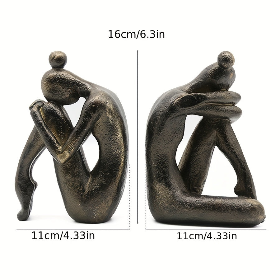 Conjunto Vintage Thinking de Suporte para Livros de Yoga - Estatuetas Decorativas em Resina para Casa e Escritório