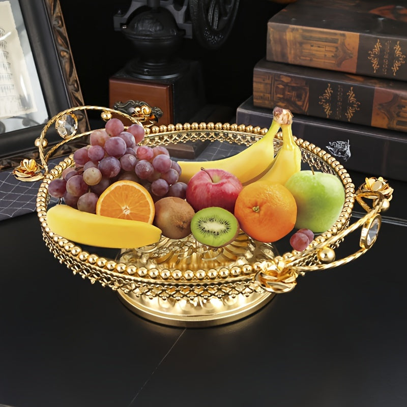 GlasElegance - Glass Fruit Bowl with Polished Metal Finish