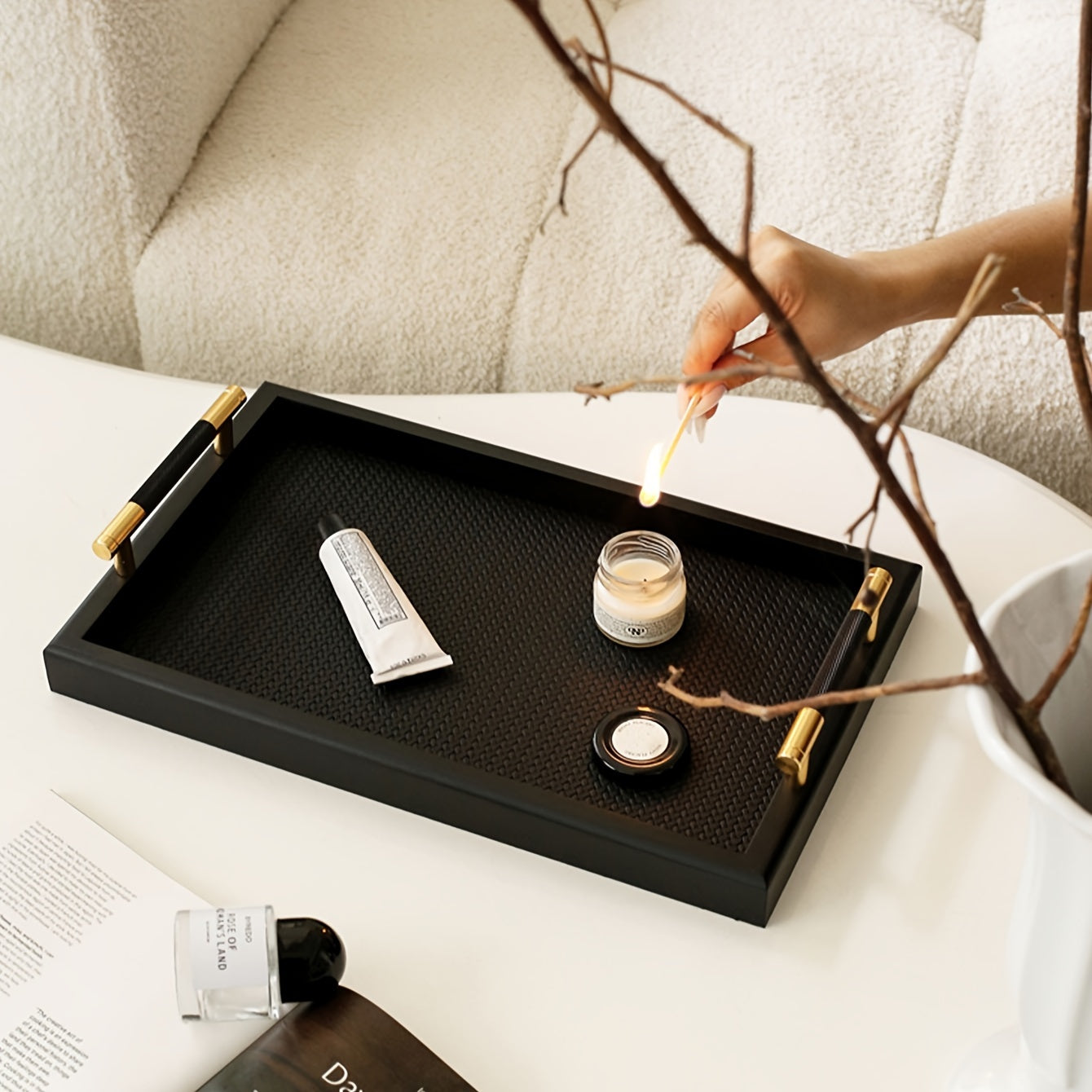 WoodBox - Wooden Jewelry Drawer with Handles | Decorative Desk Tray