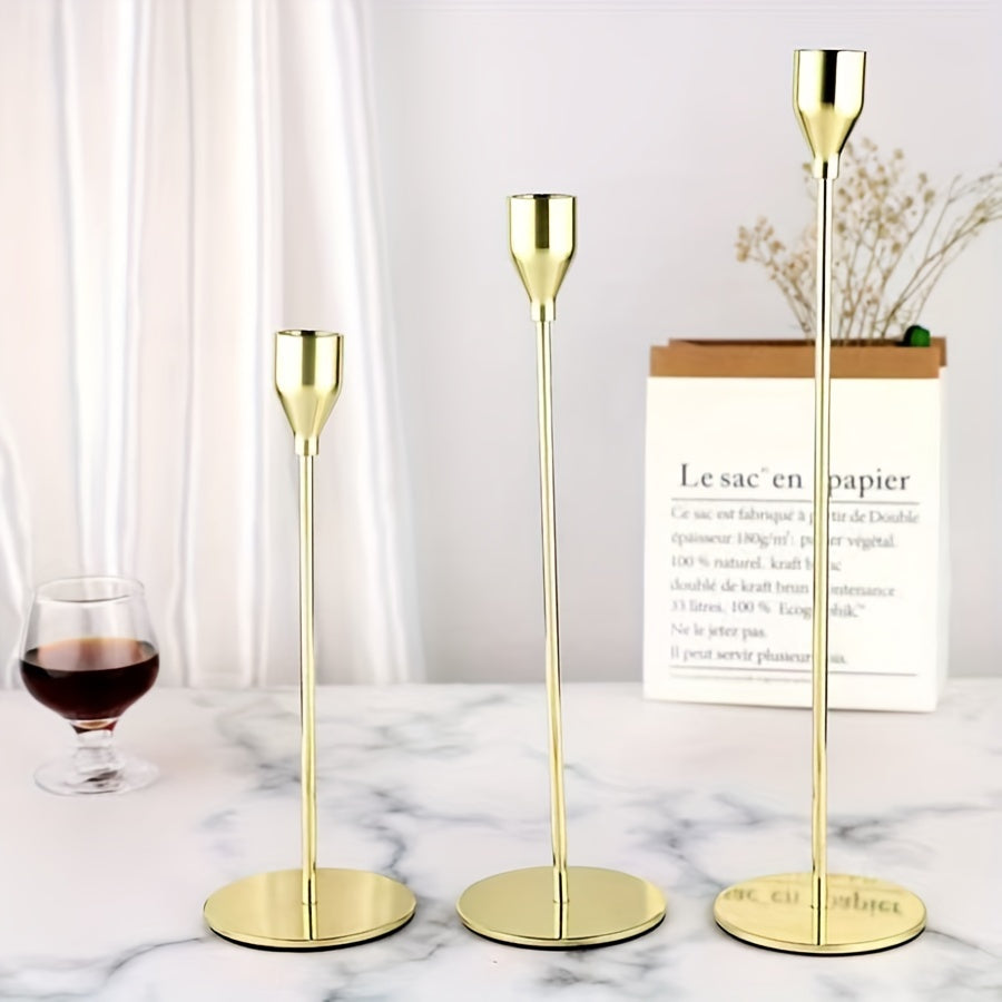 6-piece Set Black/Gold Candlestick - For Restaurant, Wedding, Dinner & Party Decoration