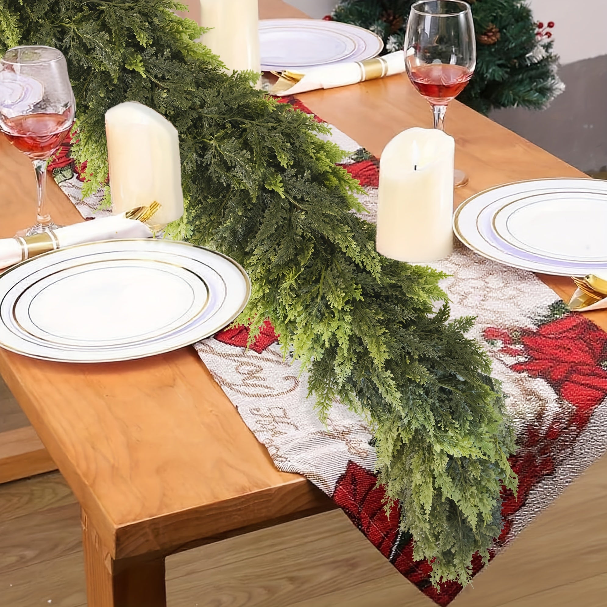 Christmas Decoration Green Garland Artificial Evergreen Hanging Decor
