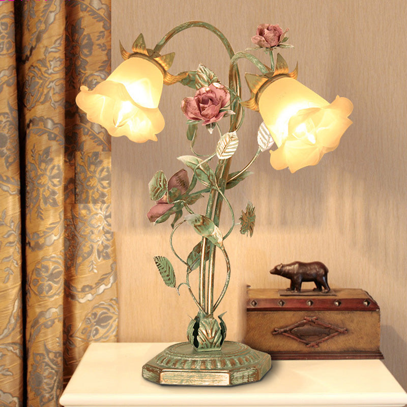 Lampada da tavolo Fiore Verde - Illuminazione per camera da letto Shabby Chic