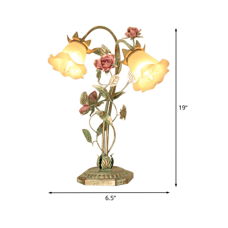 Lampada da tavolo Fiore Verde - Illuminazione per camera da letto Shabby Chic