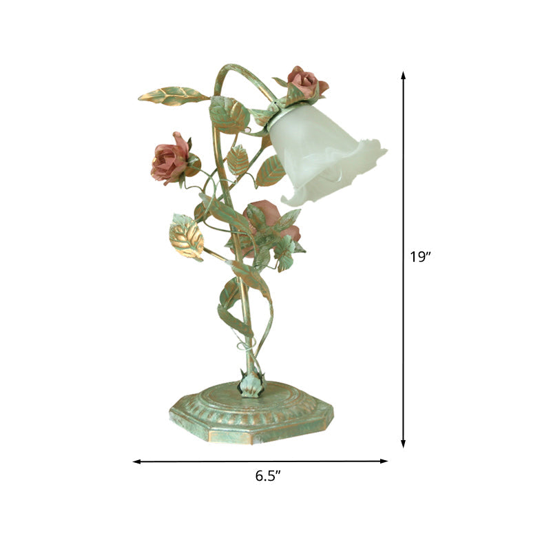 Lampada da tavolo Fiore Verde - Illuminazione per camera da letto Shabby Chic