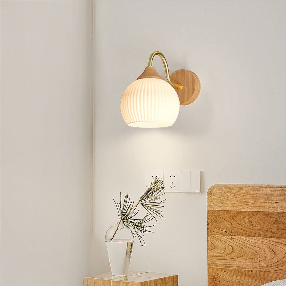 Lámpara de pared interior LED nórdica Ozawa vidrio madera dormitorio/salón