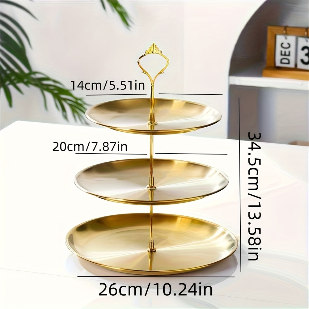 SteelTower - 3-Tier Stainless Steel Cake Stand | Serving Platter for Desserts & Fruit