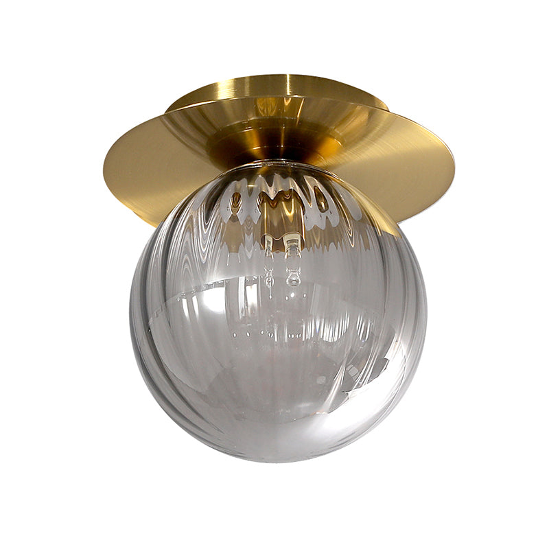 GlobeFlush - Lampada da soffitto con montaggio a incasso finitura dorata con vetro d'acqua fumé