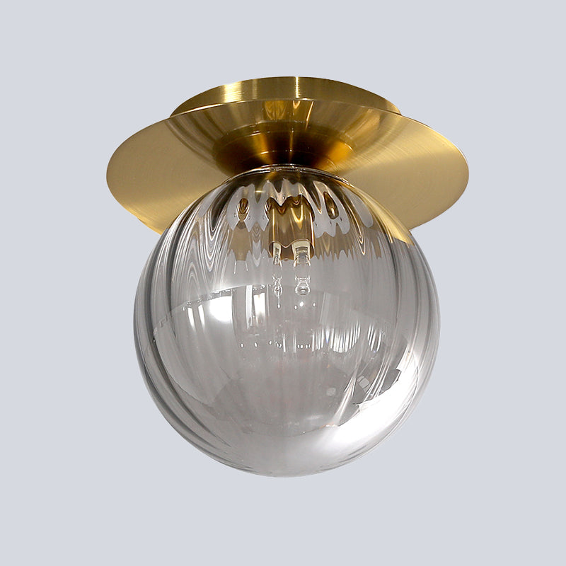 GlobeFlush - Lampada da soffitto con montaggio a incasso finitura dorata con vetro d'acqua fumé