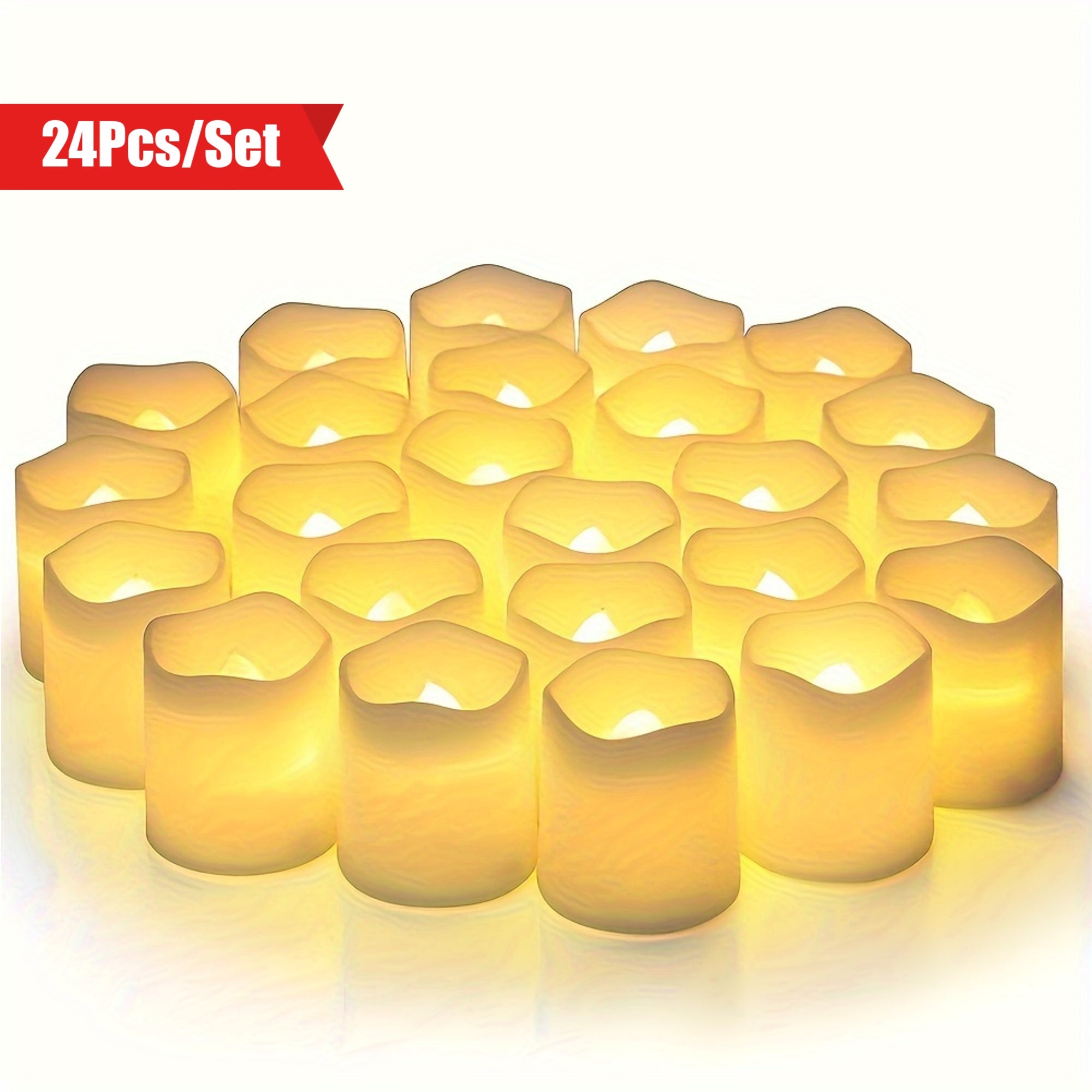 Conjunto de 24 velas LED para chá – Velas sem chama para decoração de Natal, Halloween, Dia dos Namorados e Ramadão