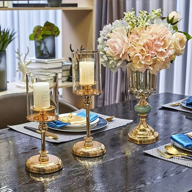 Set di candelieri in metallo a 3 pezzi – Stile retro di lusso, perfetto per matrimoni e decorazioni da tavola