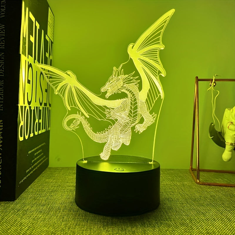 DinoLicht - Lámpara nocturna 3D de dinosaurio con control táctil, luz RGB
