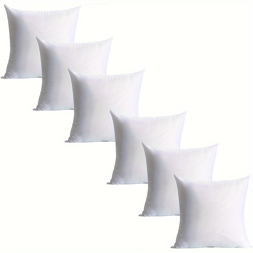 6 Pieces White Premium Waterproof Pillow Inserts - Soft, Durable Cushions for Sofa and Living Room Decoration