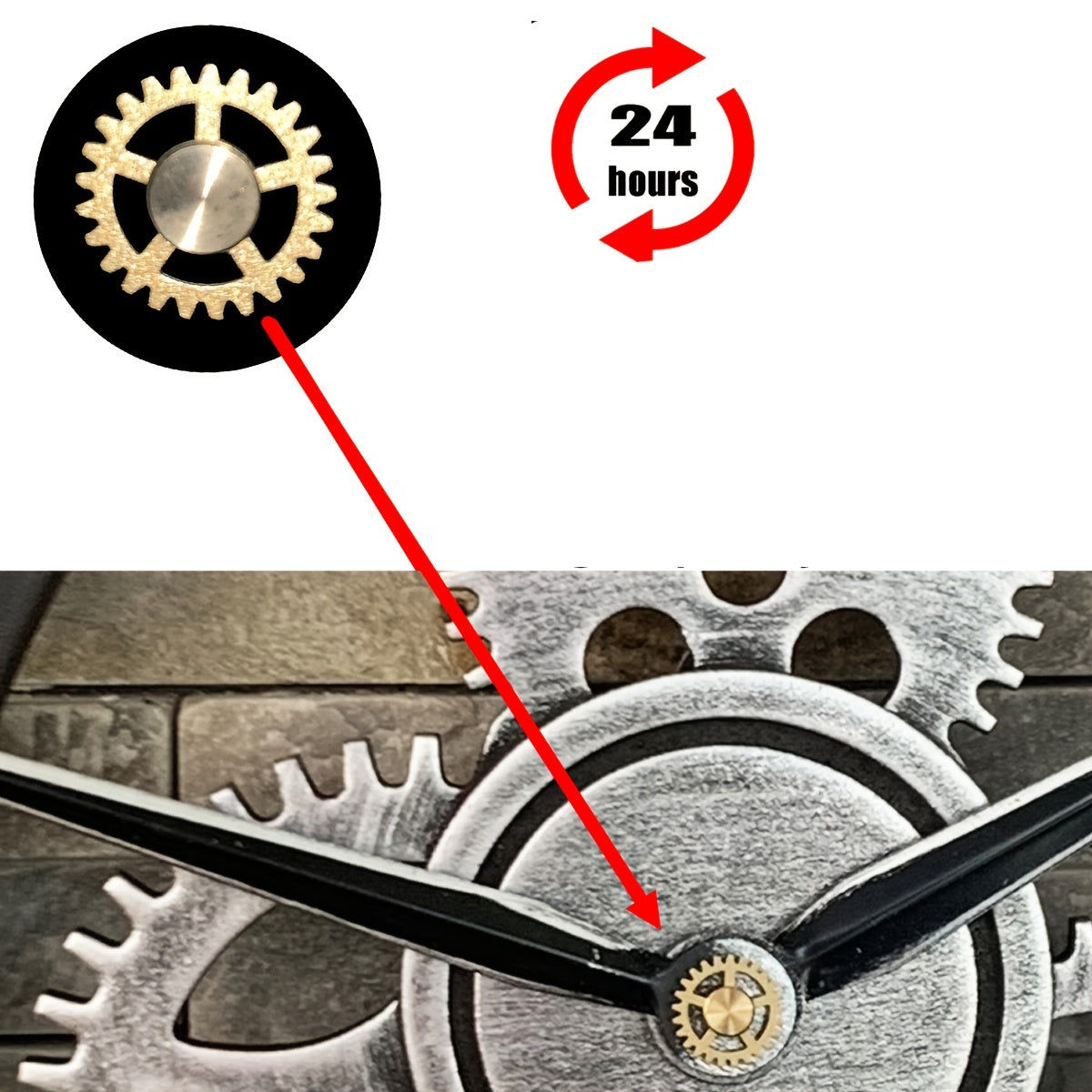 Oversized Silver-Colored Roman Gear Wall Clock - Silent Clock for Living Room, Office, and Kitchen Product Description