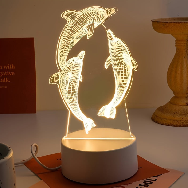 GeoDelfino - Lampada da tavolo moderna con illusione 3D
