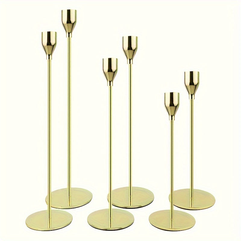 6-piece Set Black/Gold Candlestick - For Restaurant, Wedding, Dinner & Party Decoration