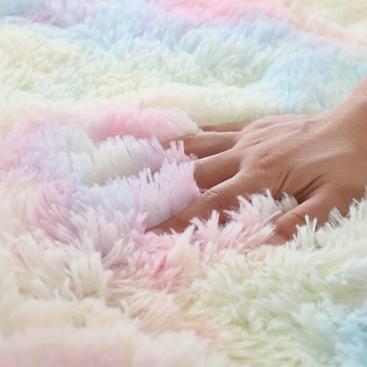 Round Rainbow Fluffy Rug – Tie Dye Colorful, Soft Play Mat for Children, Bedroom or Living Room Decor