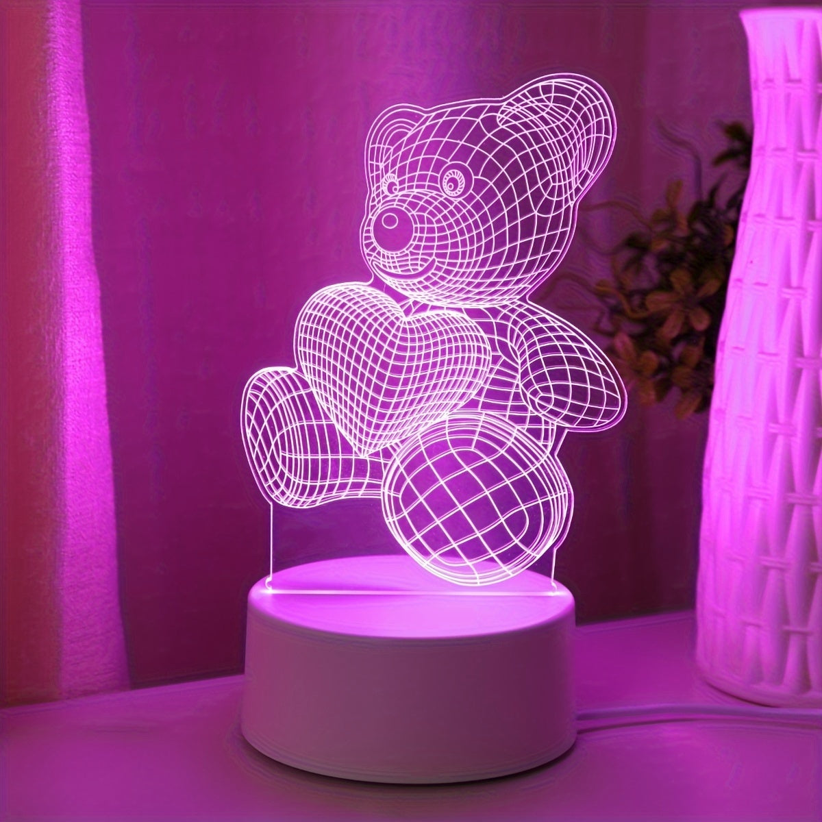 LumiBear - Lampada Notturna Illusione Orsetto 3D con Controllo Touch